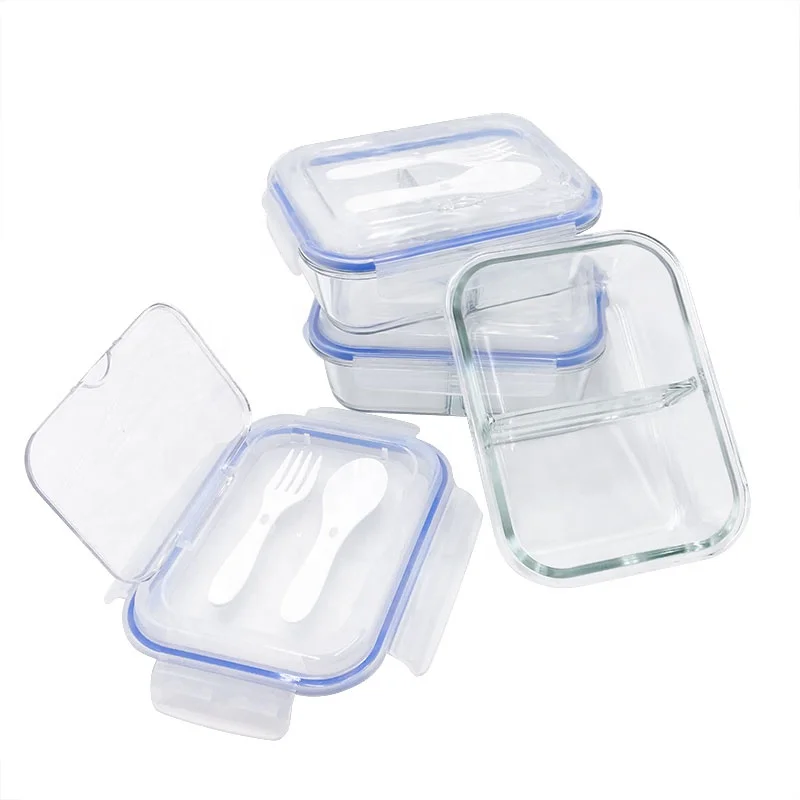 Acheter [Paquet de 5, 36 oz] Récipients de préparation de repas en verre 3  compartiments avec couvercles, boîte à lunch de préparation des aliments,  boîte à bento, sans BPA, micro-ondes, four, congélateur