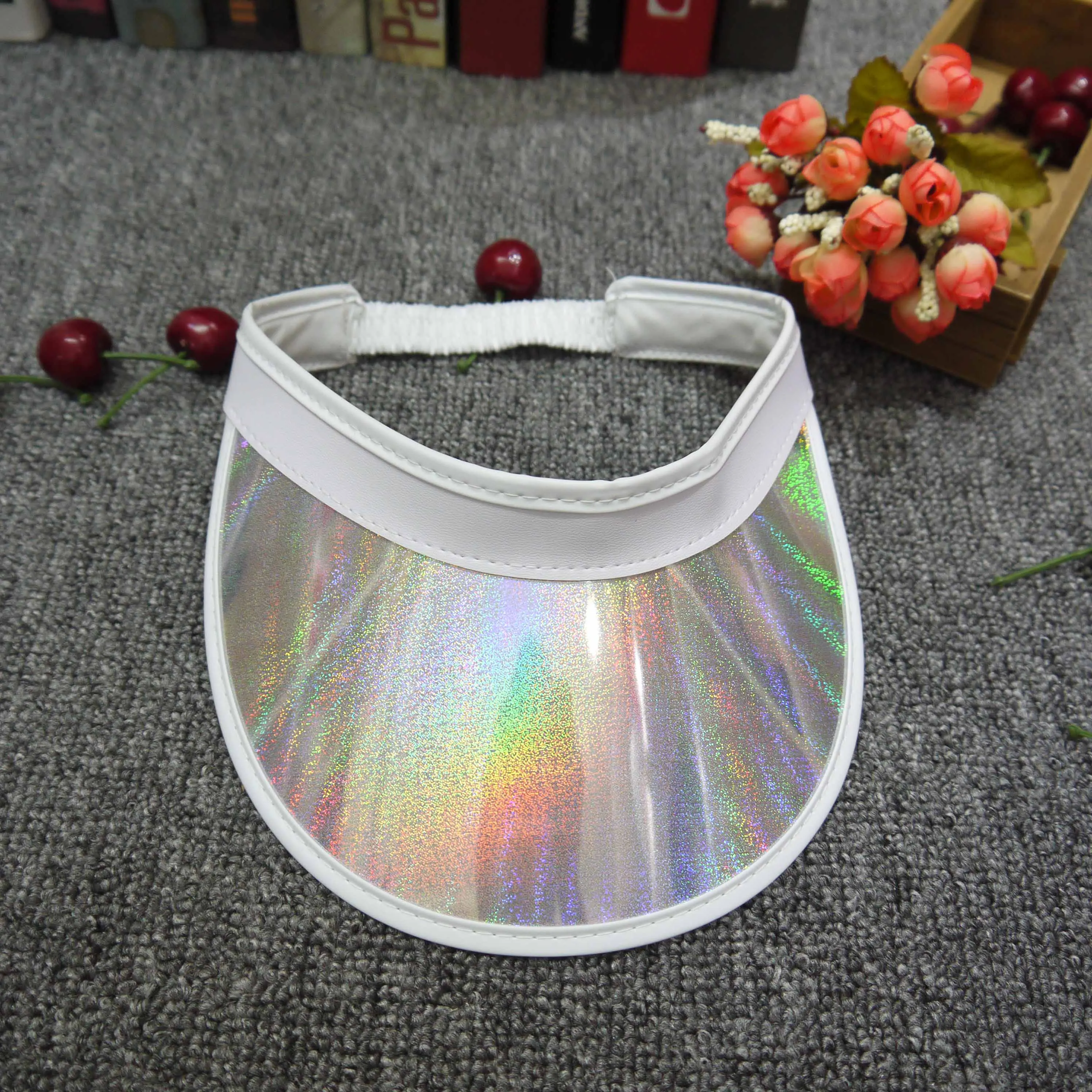 Portable Plastic PVC UV Protection Sun Visor Hat High Fashionable Shining Material for Outdoor Sports Cycling Travel Daily Use