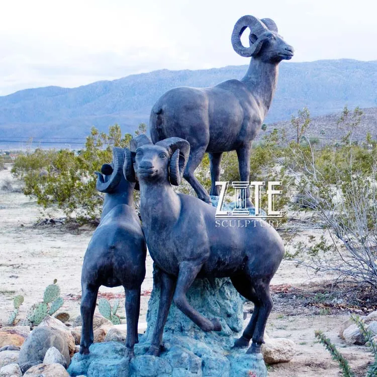 Outdoor Garden Metal Brass Sheep Statue Bronze Bighorn Sculpture
