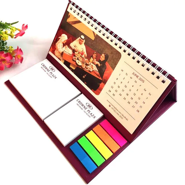 Custom 2020 calendar, 2021 Desk Calender Printing, Folding Paper Desk Calendar With sticky notes