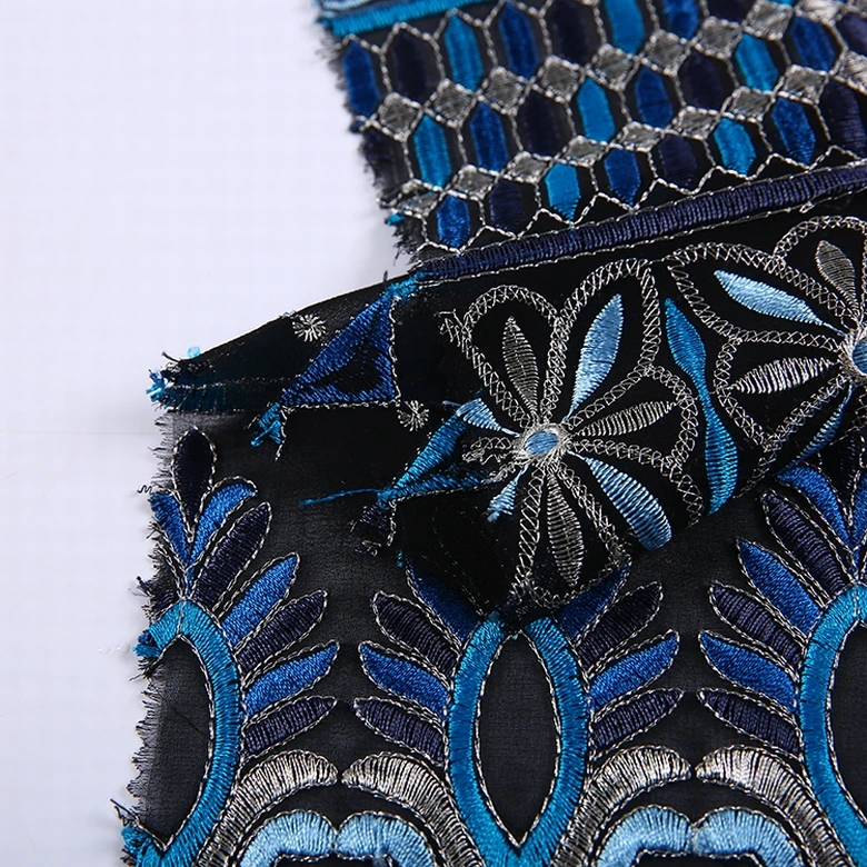 HA-15266 New Fashion Evening Dress Chiffon Sequences Embroidery Fabric 100% Polyester