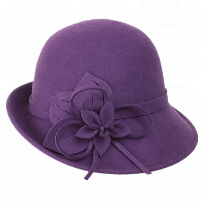 Vintage Felt Cloche Bucket Bowler Hat - Winter Women display picture 3