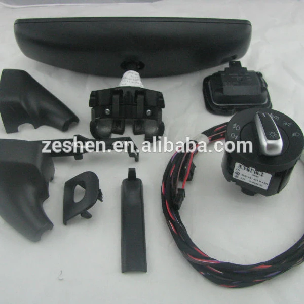 OEM Auto Headlight Switch Rain Wiper Sensor Kits Includes Anti-glare Rearview Mirror for Tiguan Golf MK5/6 SKODA Superb