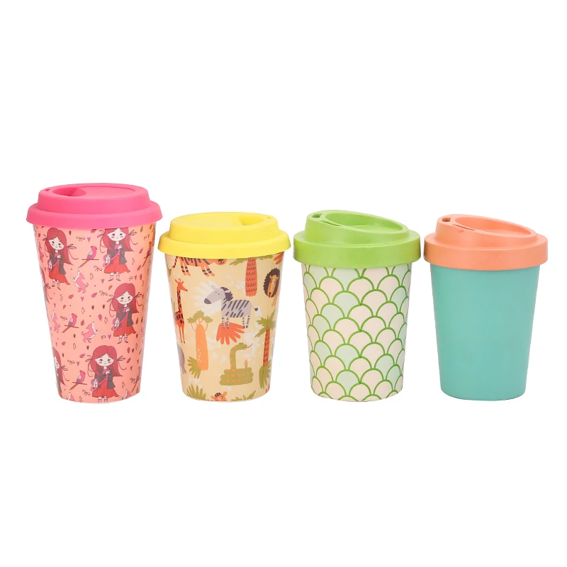 Reusable Bamboo Fiber Coffee Mugs with Silicone Sleeve Water Bottle