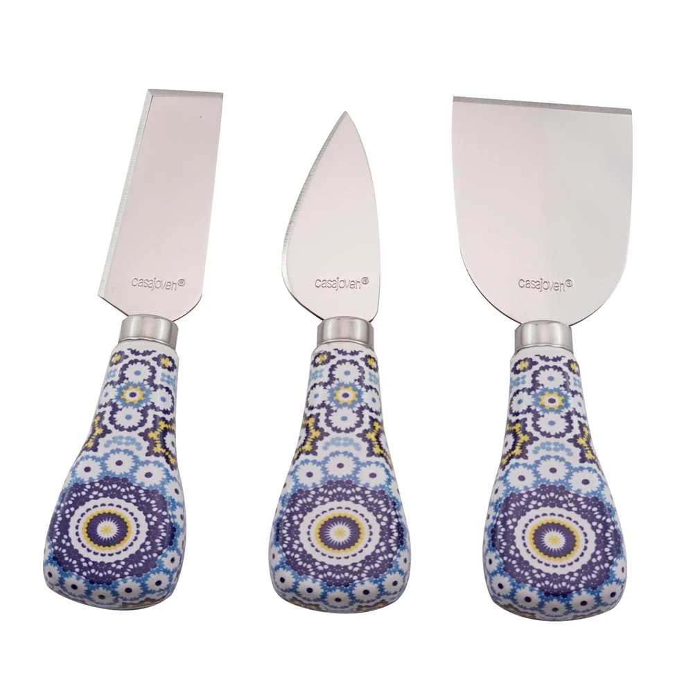 3 шт./комплект набор мини-ножей для сыра из нержавеющей стали 18/10 с фарфоровой ручкой