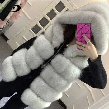2022 High Quality Accept OEM Cheap Winter Women Long Faux Fur Vest with Hood