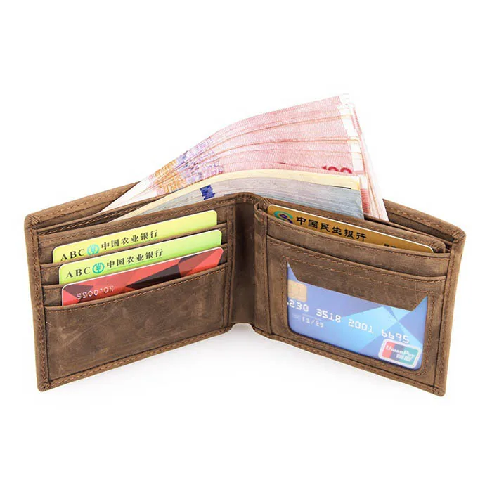 New Arrival Personalized Logo Removable Card Holder Crazy Horse Leather Wallet