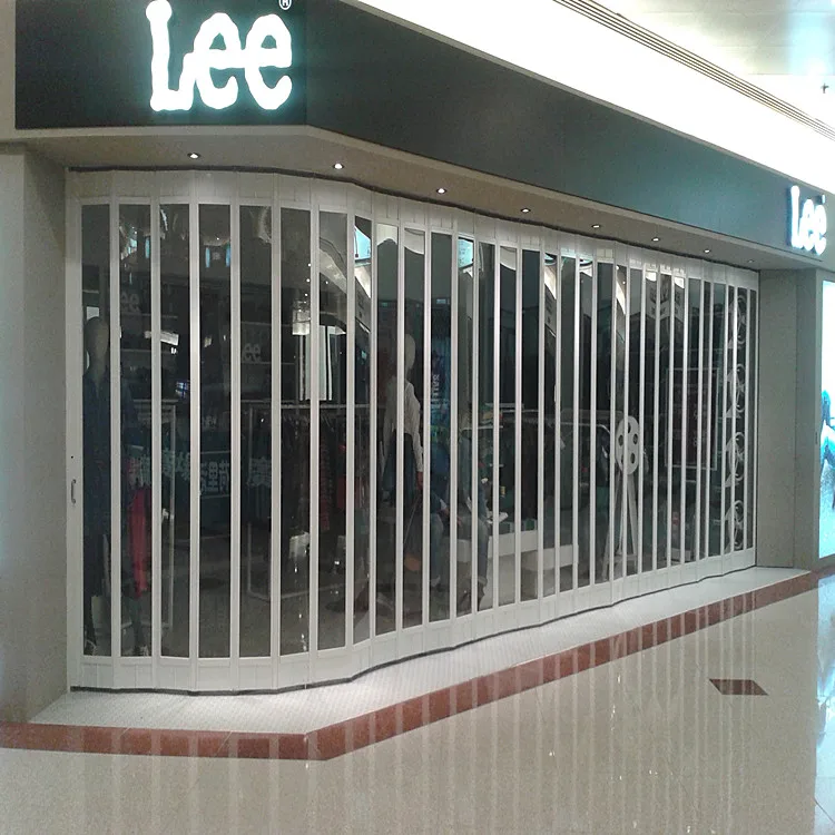 Moden Commercial New Cheap Crystal  Polycarbonate Aluminum Roller Shutter Sliding Door