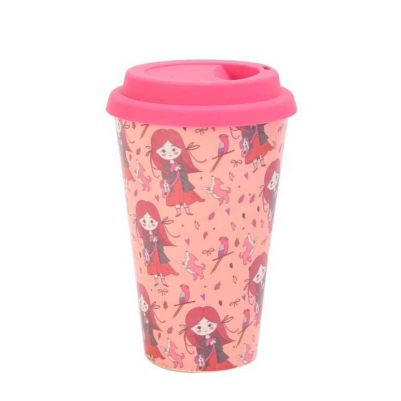 Reusable Bamboo Fiber Coffee Mugs with Silicone Sleeve Water Bottle