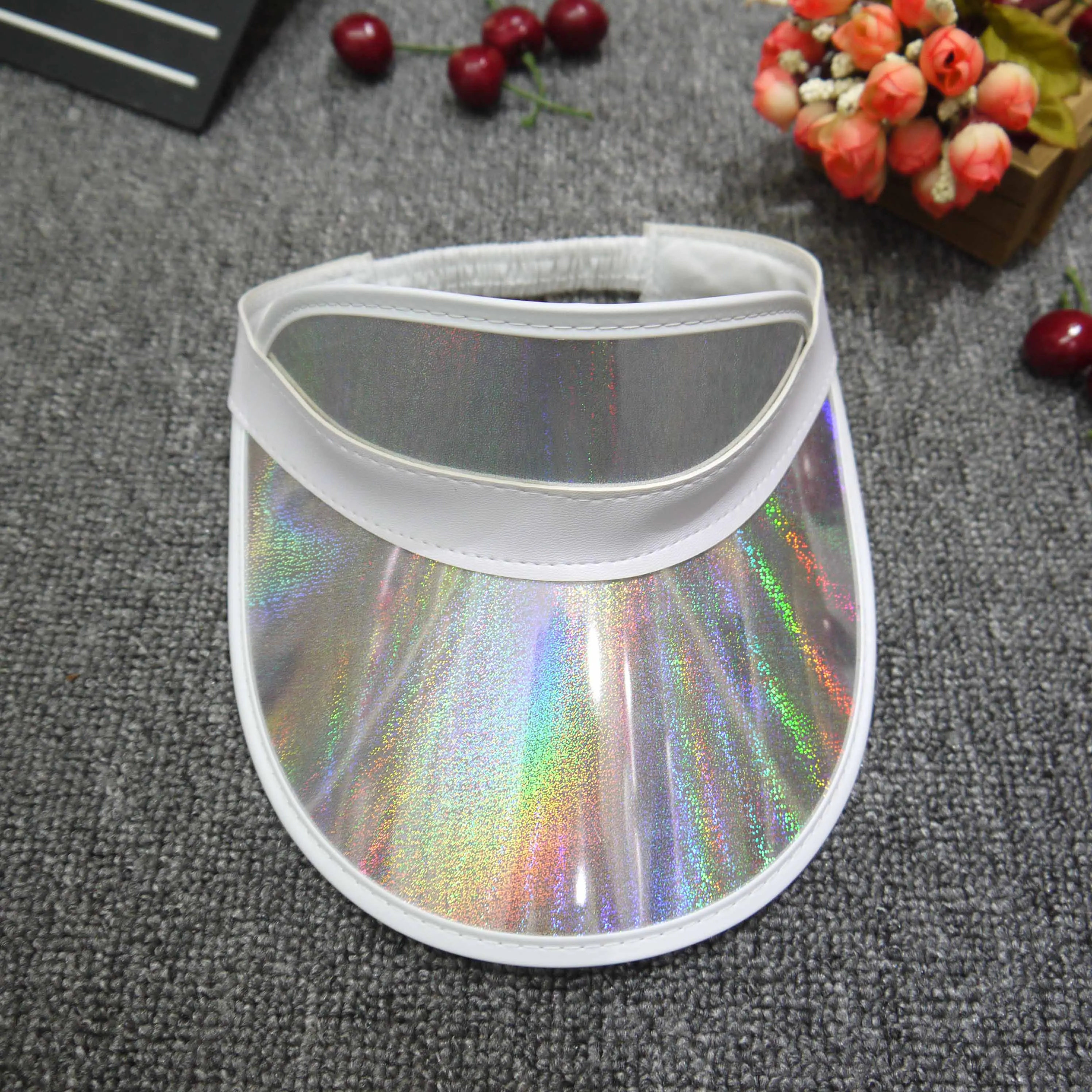 Portable Plastic PVC UV Protection Sun Visor Hat High Fashionable Shining Material for Outdoor Sports Cycling Travel Daily Use