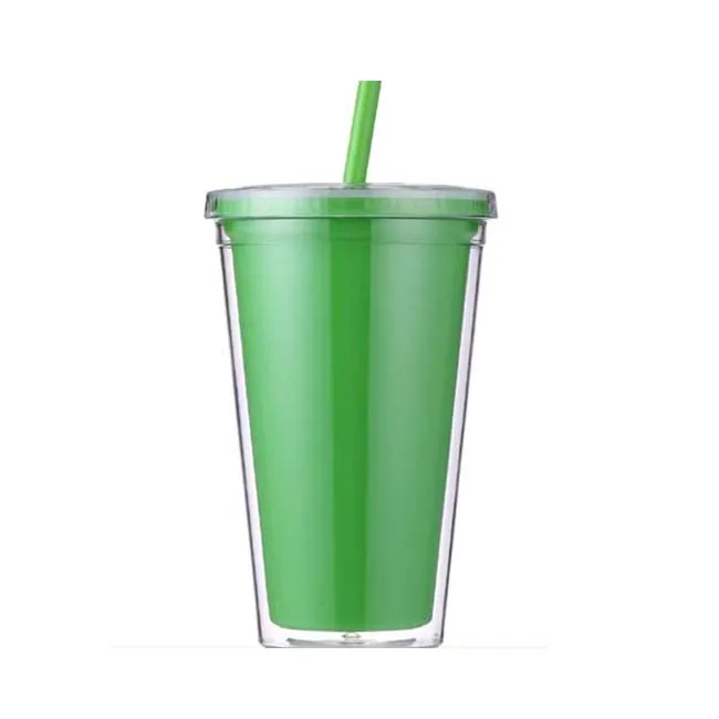 Новая пластиковая акриловая чашка с двойной стенкой и крышкой объемом 16 унций