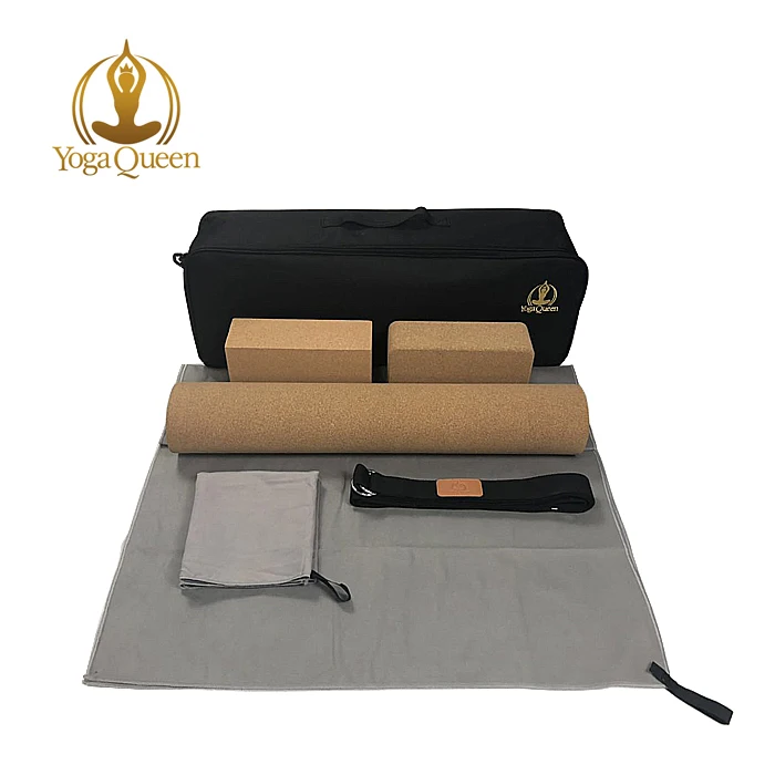Custom Eco Friendly Natural Corkr / Tpe Yoga Mat Starter Kit / Set