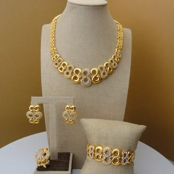 Yuminglai FHK5421 Costume Fashion Dubai African Jewelry sets Gold Plated Ladies Jewelry Sets