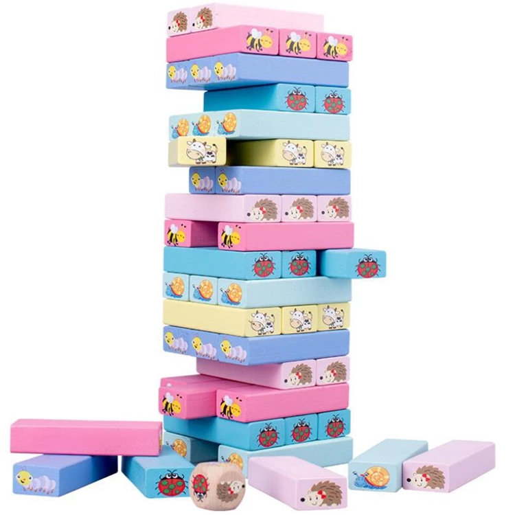 Intelligence Building Blocks Toy Wooden Stack High Blocks