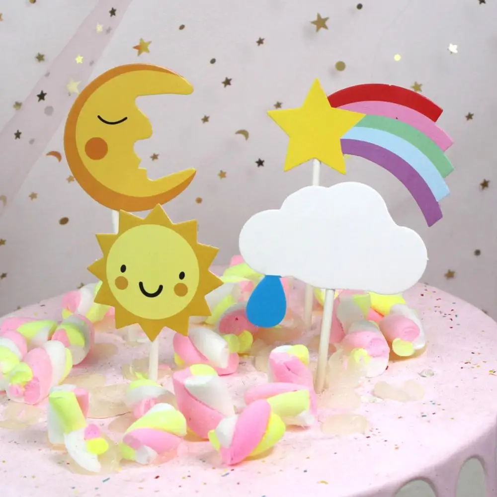 Joyeux Anniversaire Gateau Toppers Drapeau Arc En Ciel Soleil Lune Nuage Anniversaire Bebe Douche Mariage Cupcake Fete Faveur Buy Gateau De Topper Mariage De Topper De Gateau Ensemble De Topper De Gateau Product On Alibaba Com