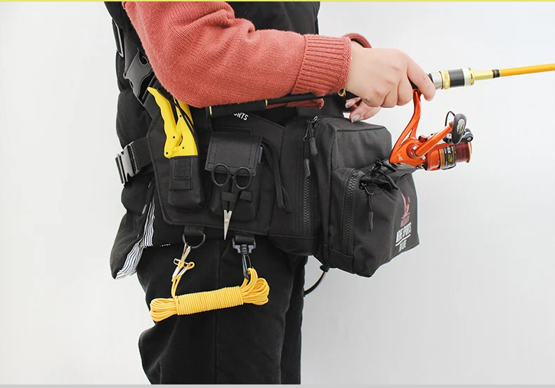 JETSHARK 3 Layer Large Capacity Durable Nylon Fishing Bag Waist Bag Waterproof Fishing Lure Reel Line Tackle Storage Bag