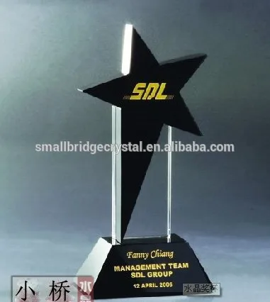 Nueva placa de premio de trofeo de cristal de estrella personalizada