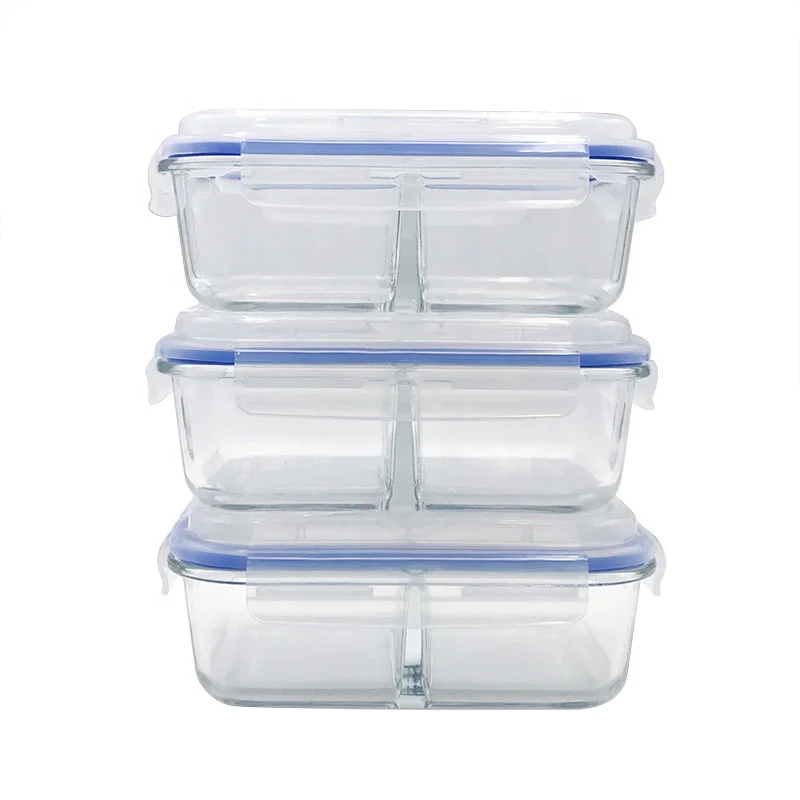 Microwave Safe High Borosilicate Glass Lunch Box Silicone Protection For  Food Storage