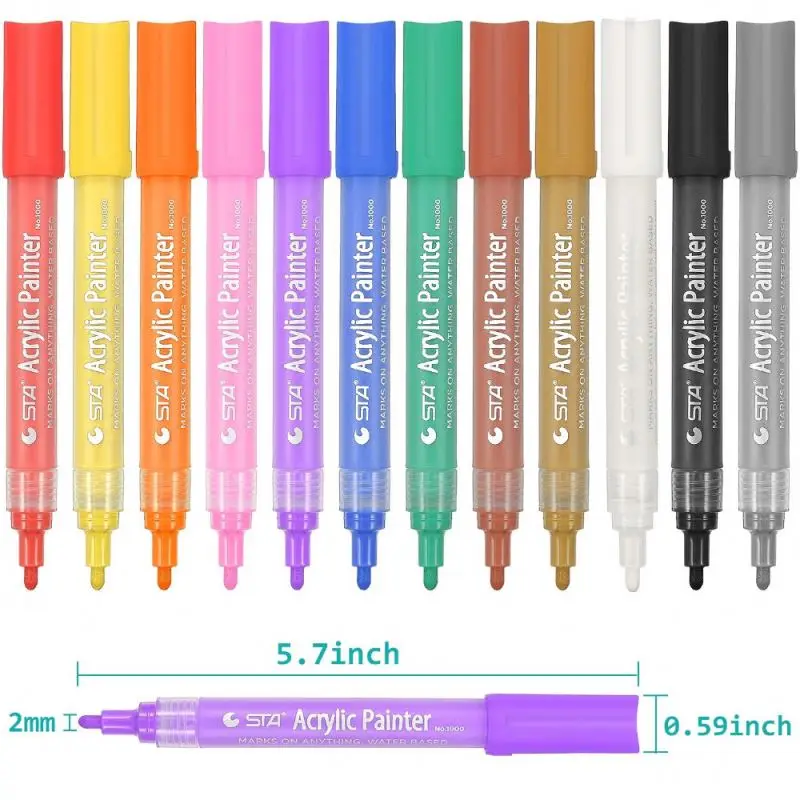 sta 12/24 colors permanent acrylic marker