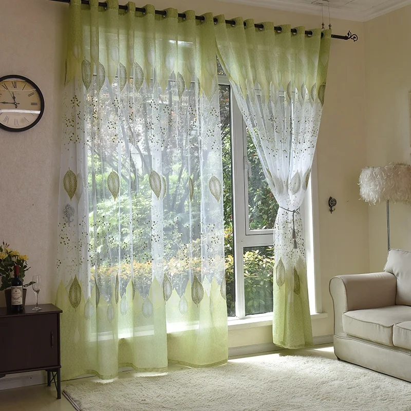 Sheer Tulle Window Curtains For Living Room The Bedroom The Kitchen Modern Tulle Curtains Green Leaves Fabric Blinds Drapes Buy Elegant Modern Tulle Curtains For Living Room Bedroom Kitchen Green Leaf