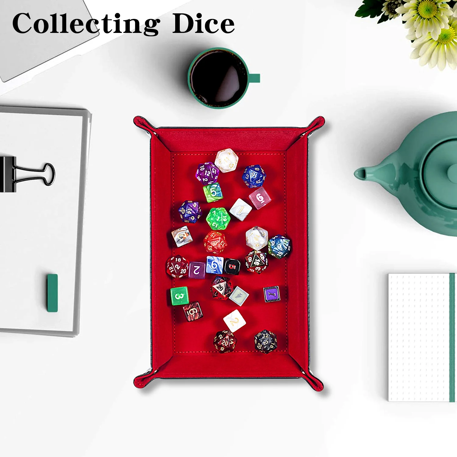 Оптовая продажа, складной лоток для хранения игральных костей из искусственной кожи на заказ