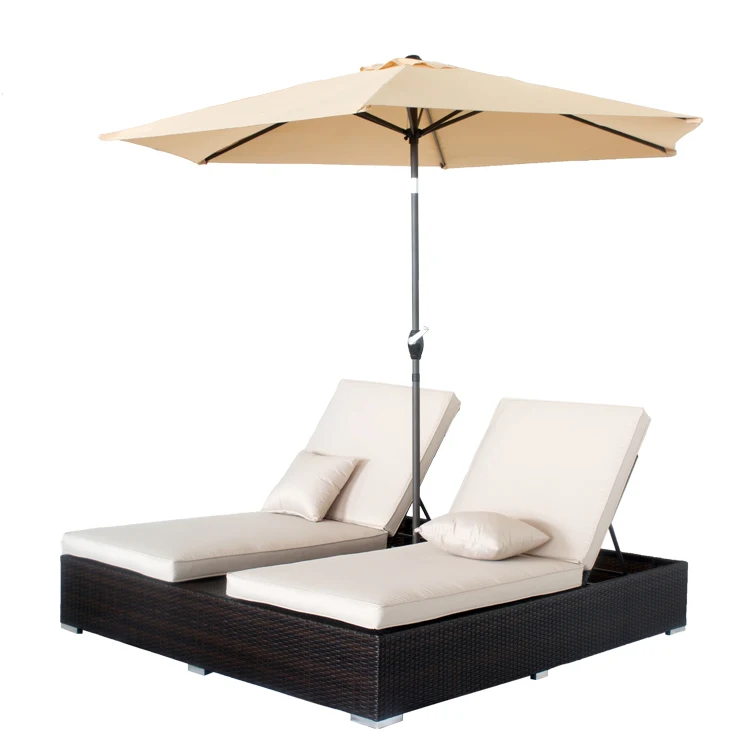 Уличная мебель для патио из ротанга, пляжный двойной шезлонг, горячая Распродажа, современный шезлонг, садовая мебель для отдыха