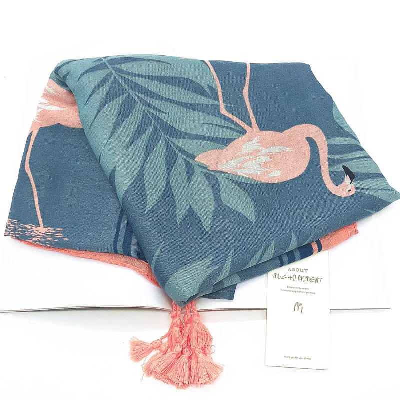 
 Женский шарф с принтом фламинго, сезон весна-лето 2019  