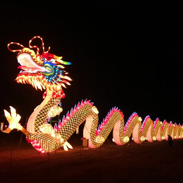 Анимационная гирлянда китайские фонари драконы для сайта. Уличный с гирляндой китайский дракон купить.