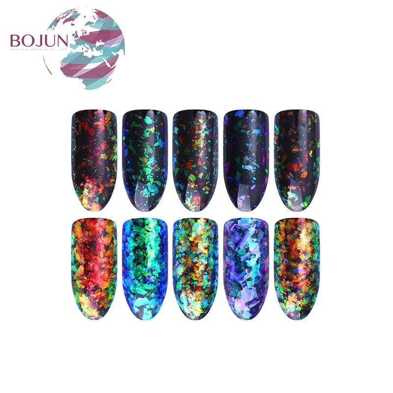 цена цвет радуги эффект нерегулярные гель лак прозрачный хлопья Хамелеон Multichrome Ногтей Порошок Shimmer дизайн ногтей