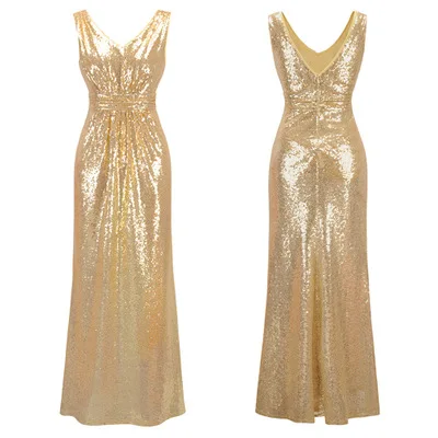 Gold Sequin Bridesmaid Dress Elegant Versatile