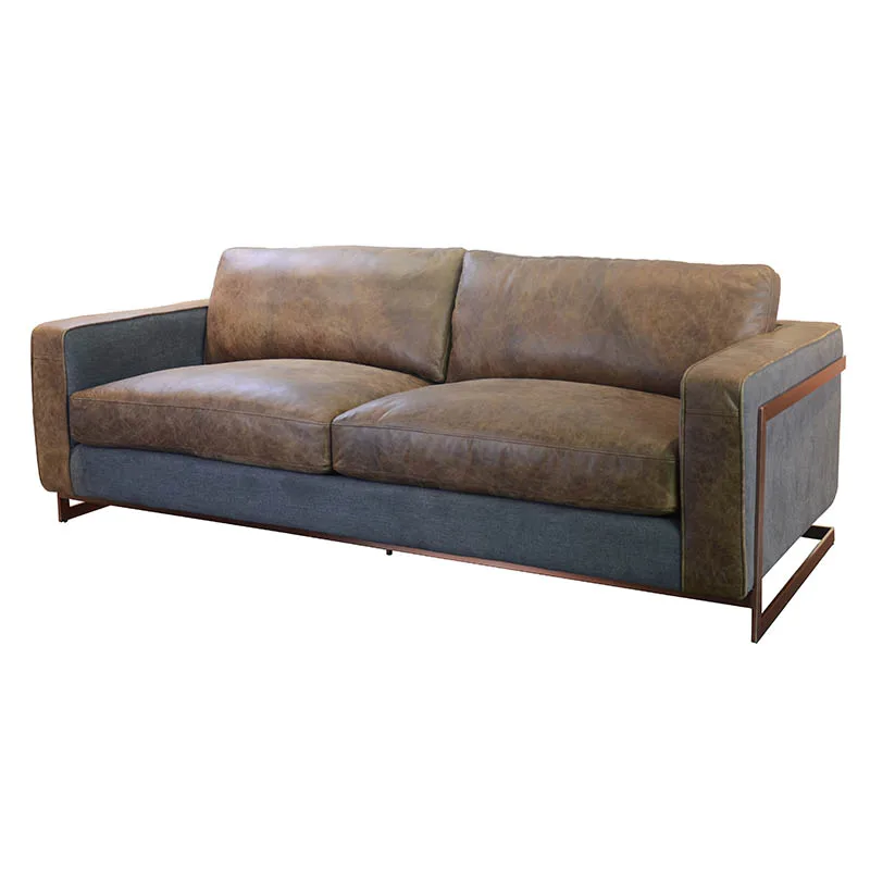 Leather Sectional Copper Leg 3 Seater Top Grain Leather Industrial Sofa -  Buy Industrial Sofa,Top Grain Leather Sofa,3 Seater Sofa Product on  Alibaba.com