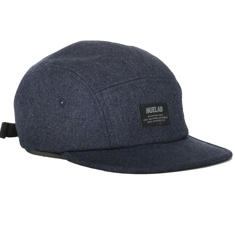High Quality Custom LOGO Embroidery New Fashion 5 Panel Camp Cap With Woven Label