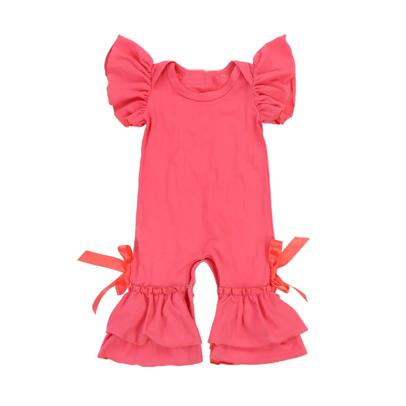 Flutter Sleeve Onesie Plain Baby Romper Icing Ruffle Jumpsuit - Buy ...