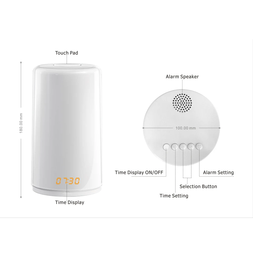 
Прикроватная тумбочка лампа восход солнца имитация природы звуки будильник 