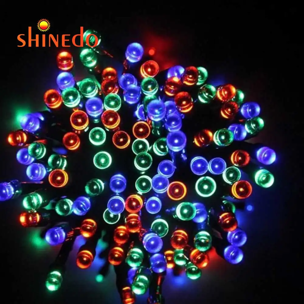 
 Уличная цветная Рождественская садовая гирлянда на солнечной батарее с 100 светодиодами, сказочный светильник для свадьбы, вечеринки, двора  
