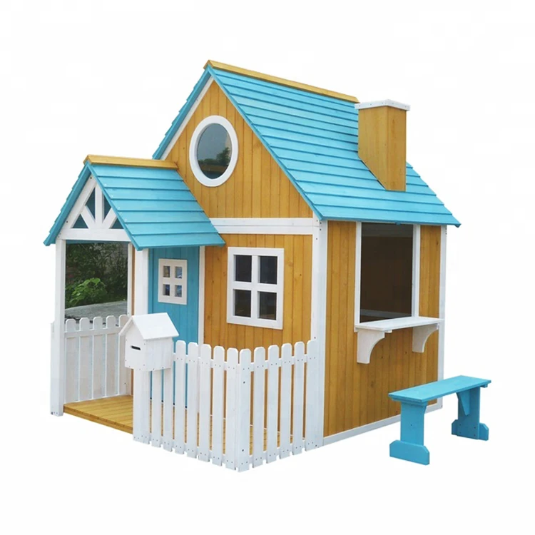 Casa De Juegos De Madera Para Niños,Patio Trasero Para Exteriores,2  Escalones,Patio De Madera,Casa De Juegos Para Niños Con Porche - Buy Niños  De Madera De Teatro Al Aire Libre Los Niños Al