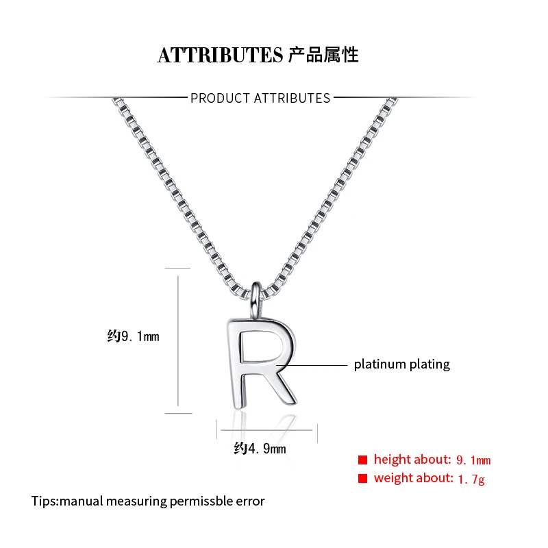 ZHILIAN Women's 925 Sterling Silver Chain Necklace R Letter Initial Alphabet Pendant Necklace for Women
