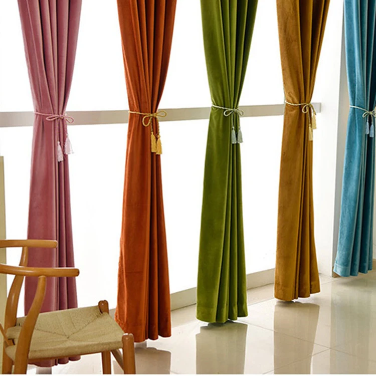 时尚彩色经编超细纤维100% 聚酯丝绒窗帘批发