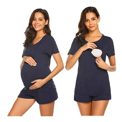 Summer Maternity Clothing Breastfeeding Pajamas Nightwear Lactation Feeding Wear Nursing Sleepwear Pregnancy Clothes S-XXL