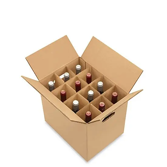 Custom Printing Export 24 Pack Glass Bottle Beer Shipping Corrugated Carton Wine Box Master Paper Boxes  with Divider