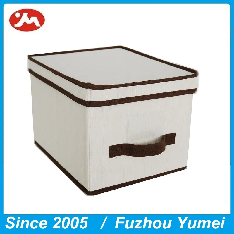 Stackable Canvas Fabric Folding Large Storage Living Boxes with Lid