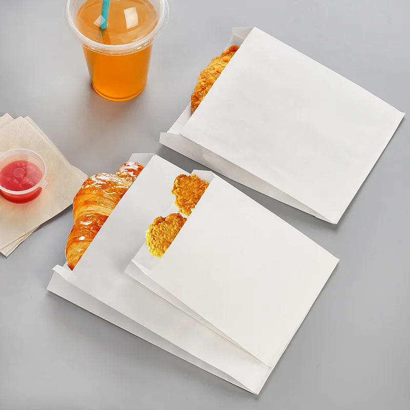 White grease-proof kraft paper bags 12x12 cm - Neutral