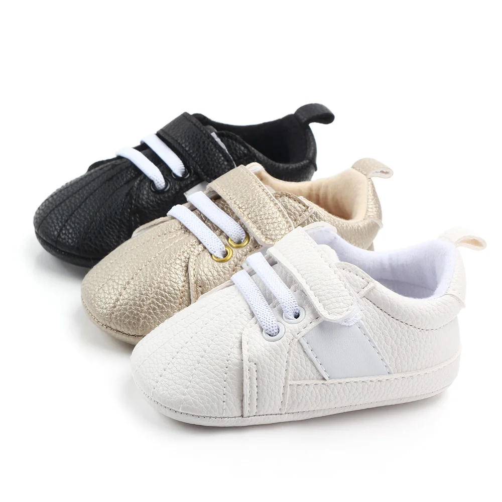 Baby Shoes Pu Leather Sneaker Striped Toddler First-Walkers Anti-Slip Soft-Sole New Casual Infant Shoes