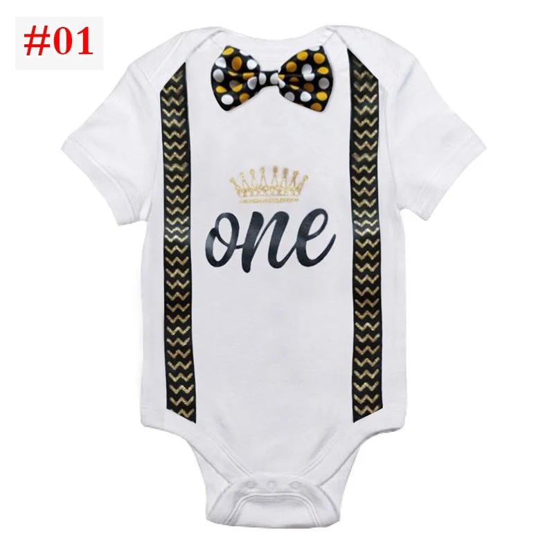 1St ко дню рождения для маленьких мальчиков украшения комбинезон для маленького мальчика наряд для вечеринок эксклюзивная одежда для малышей хлопковый комбинезон для маленьких мальчиков, боди
