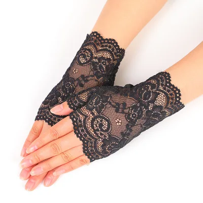 Long Fingerless Women Sexy Lace Gloves