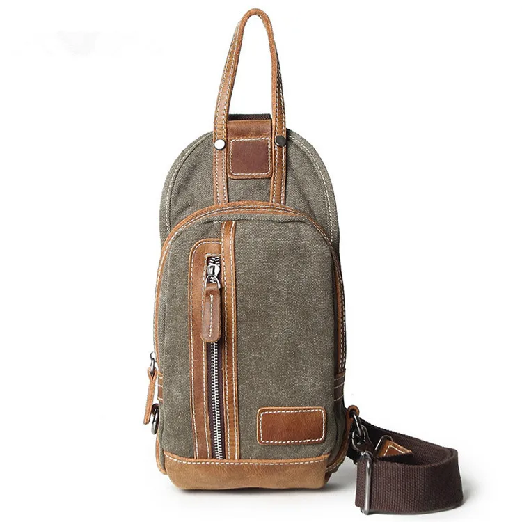 Mens Minimalist Canvas  One-Shoulder Everyday Carry Outdoor Crossbody bag