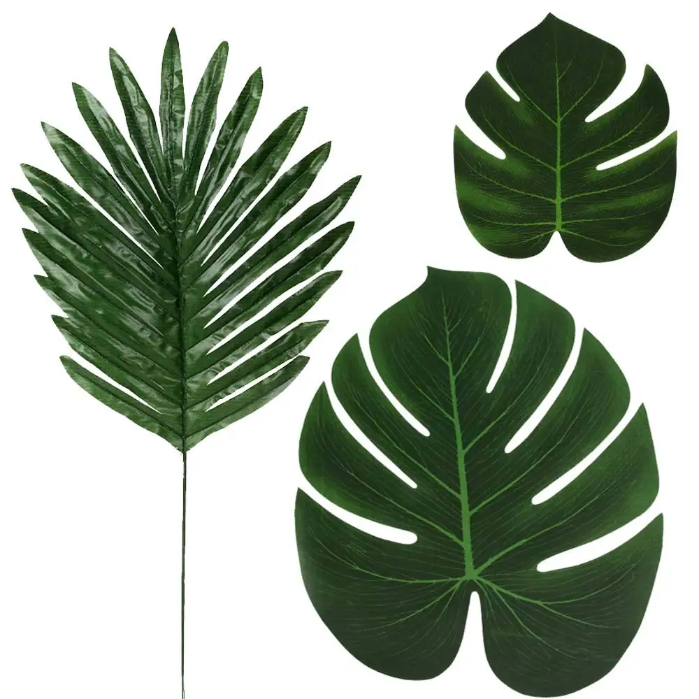 Pinzhi 12 Feuilles de feuilles de palmier artificiel hawaïennes Feuillage de la jungle Luau Party Décor dété