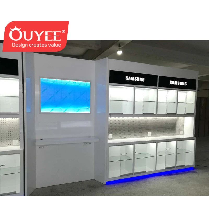 Customized Luxury Style Modern Wooden Mobile Phone Shop Counter Design