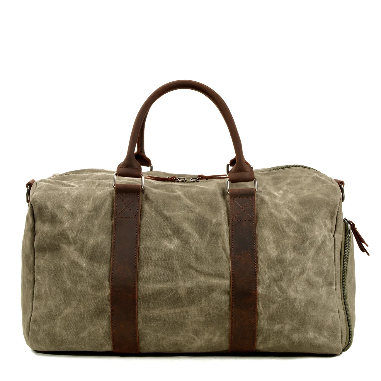 waterproof Waxed Cotton Canvas With Leather Carry On Travel Duffel Bag