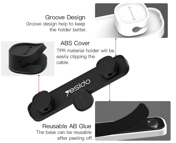 
3 держателя, магнитный держатель для кабеля, производство Китай, силиконовая кабельная стяжка для использования в автомобиле 